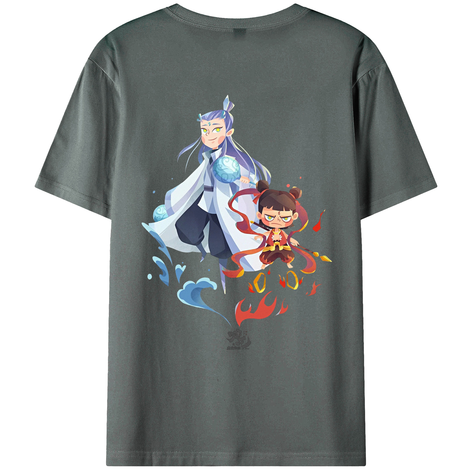 （画像用） Ne Zha 2 ナタ 魔童の大暴れ 綿100％ メンズ半袖Tシャツ（バックプリント） 通気性